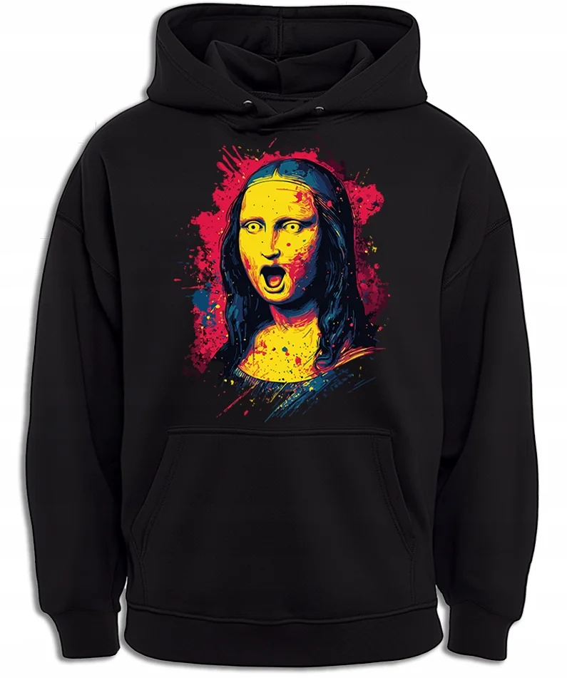 BLUZA Z KAPTUREM ZABAWNA M ONA ŚMIESZNY OBRAZ ZDZWIONA KOBIETA