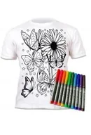 Zabawki kreatywne - Koszulka do wielokrotnego kolorowania Motyle 7-8 - miniaturka - grafika 1