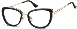 Sunoptic Okulary oprawki korekcyjne kocie oczy zerówki flex MTR-99B czarno-złote - Okulary korekcyjne, oprawki, szkła - miniaturka - grafika 1