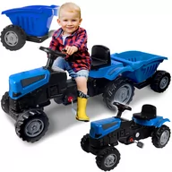 Jeździki dla dzieci - Duży Traktor Jeździk Z Przyczepką Traktorek Pedały XXL Niebieski - miniaturka - grafika 1