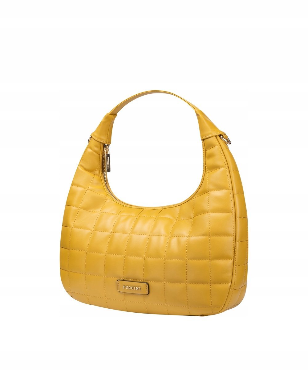 Torebka Damska Shopper Crossbody Mała Pikowana PUCCINI Żółta BK1231163M