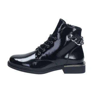 Czarne botki damskie zimowe Sergio Leone Bt405 Lakier Krokodyl - Botki damskie - miniaturka - grafika 1