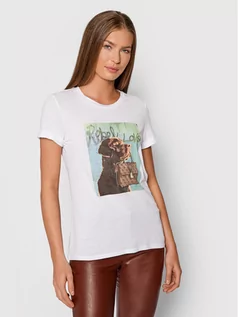 Koszulki i topy damskie - Guess T-Shirt Dog And Purse Roll W1BI24 K9SN1 Biały Regular Fit Biały - grafika 1