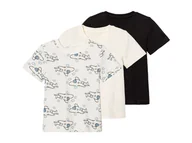 Koszulki dla chłopców - lupilu® T-shirty dziecięce z bawełną, 3 sztuki (122/128, Czarny/biały, wzorzysty) - miniaturka - grafika 1