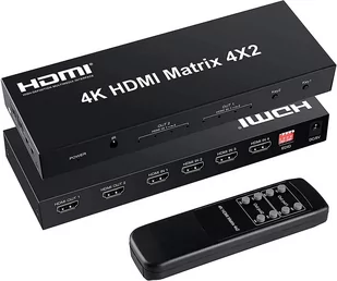 Hdmi Matrix 4X2 Rozdzielacz Switch Splitter + Pilot Toslink Jack - Kable - miniaturka - grafika 1