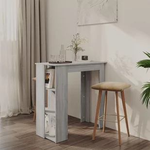shumee shumee Stolik barowy z półkami szary dąb sonoma 102x50x103,5 cm - Ławy i stoliki kawowe - miniaturka - grafika 1