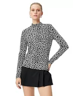 Koszulki i topy damskie - Koton Damska koszulka z długim rękawem i wzorem w panterkę, Black Design (9d9), XL - miniaturka - grafika 1