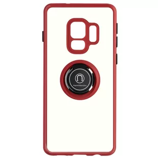 Etui z dwóch materiałów do Samsunga Galaxy S9 z metalowym pierścieniem, stojak na wideo, czerwone - Etui i futerały do telefonów - miniaturka - grafika 1