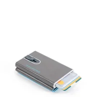 Etui na dokumenty i karty - Piquadro Piquadro, Blue Square, Leather, Card Holder, Square Sliding System with Compact for Banknotes, PP4891B2R-GR6, Grey, For Men For Men - miniaturka - grafika 1