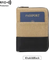 Portfele - INF Etui na paszport i portfel podróżny z blokadą RFID Khaki+Czarny - miniaturka - grafika 1