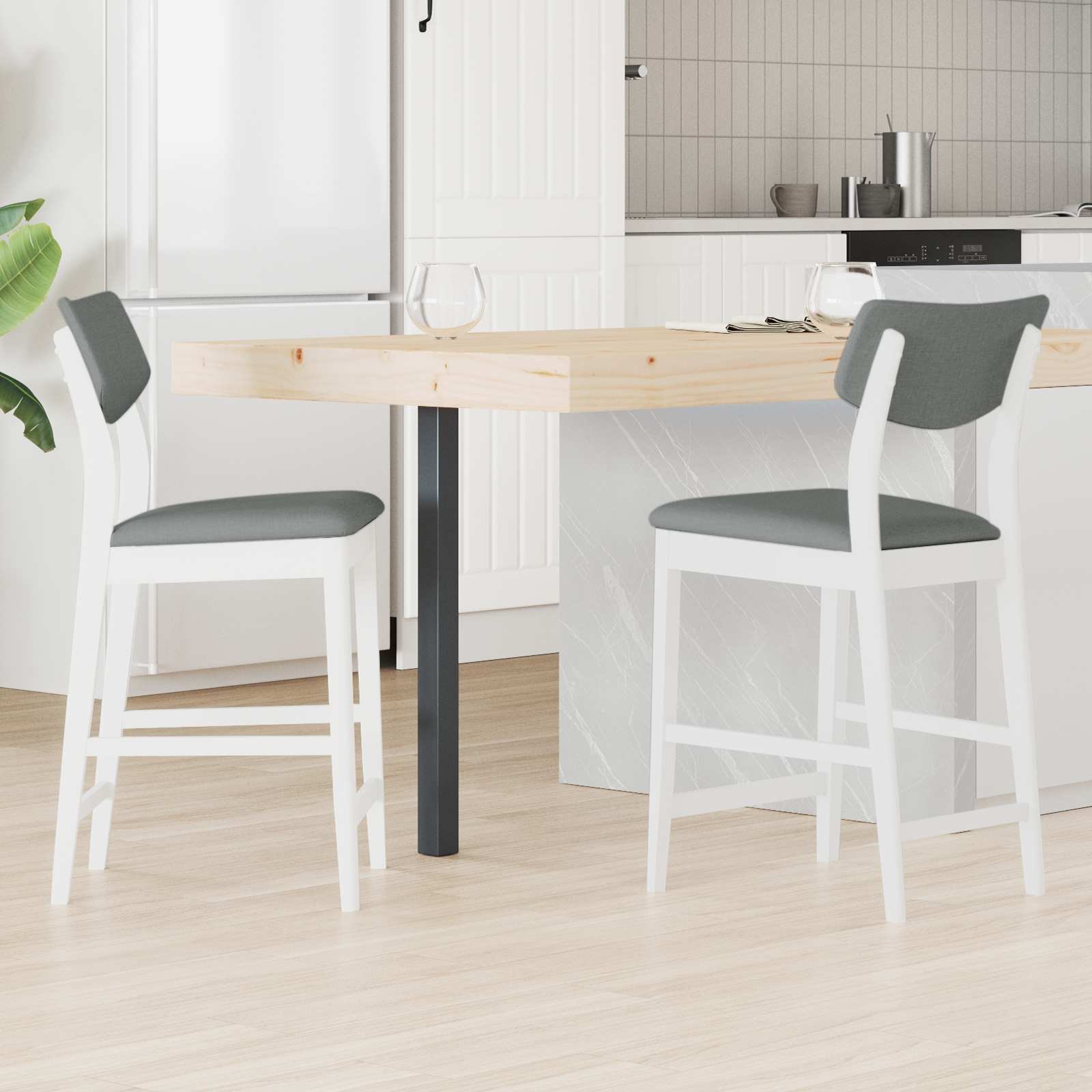 vidaXL Krzesła jadalne 2 pcs Biały 48 x 49 x 95 cm Drewno Gumowe