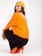 Bluzki damskie - Tunika pomarańczowy dekolt w kształcie V rękaw długi długość przed kolano - miniaturka - grafika 1