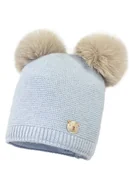 Czapki dla dzieci - Czapka dla dziecka na zimę TAPANI z dwoma pomponami błękit - miniaturka - grafika 1