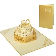 Kartki okolicznościowe i zaproszenia - Lin LIN - Kartka POP UP Kartka ślubna, zaproszenia ślubne, kartka 3D, rocznica, kartki 3D, kartki z pozdrowieniami 50. ślub, 50. jubileusz ślubny, życzenia ślubne, tort - miniaturka - grafika 1