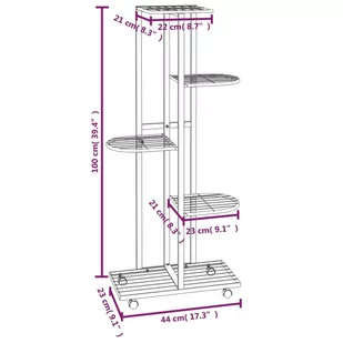 Lumarko Kwietnik z 5 półkami i kółkami, 44x23x100 cm, czarny, żelazny - Kwietniki - miniaturka - grafika 8