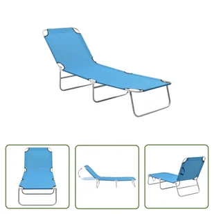 The Living Store Składany leżak - stal i tkanina - turkusowoniebieski - Leżak - Leżaki ogrodowe The Living Store Składany leżak - stal i tkanina - turkusowoniebieski - Leżak - Leżaki ogrodowe - miniaturka - grafika 1