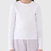 Koszulki dla dziewczynek - Longsleeve Dziewczęcy 4F Regular Koszulka Z Długim Rękawem Biały 4FJWAW25TLONF512 Biały 158 - miniaturka - grafika 1