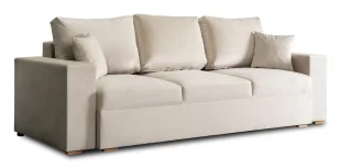 Beżowa welurowa sofa 3-osobowa z funkcją spania - Arca - Sofy i kanapy - miniaturka - grafika 1