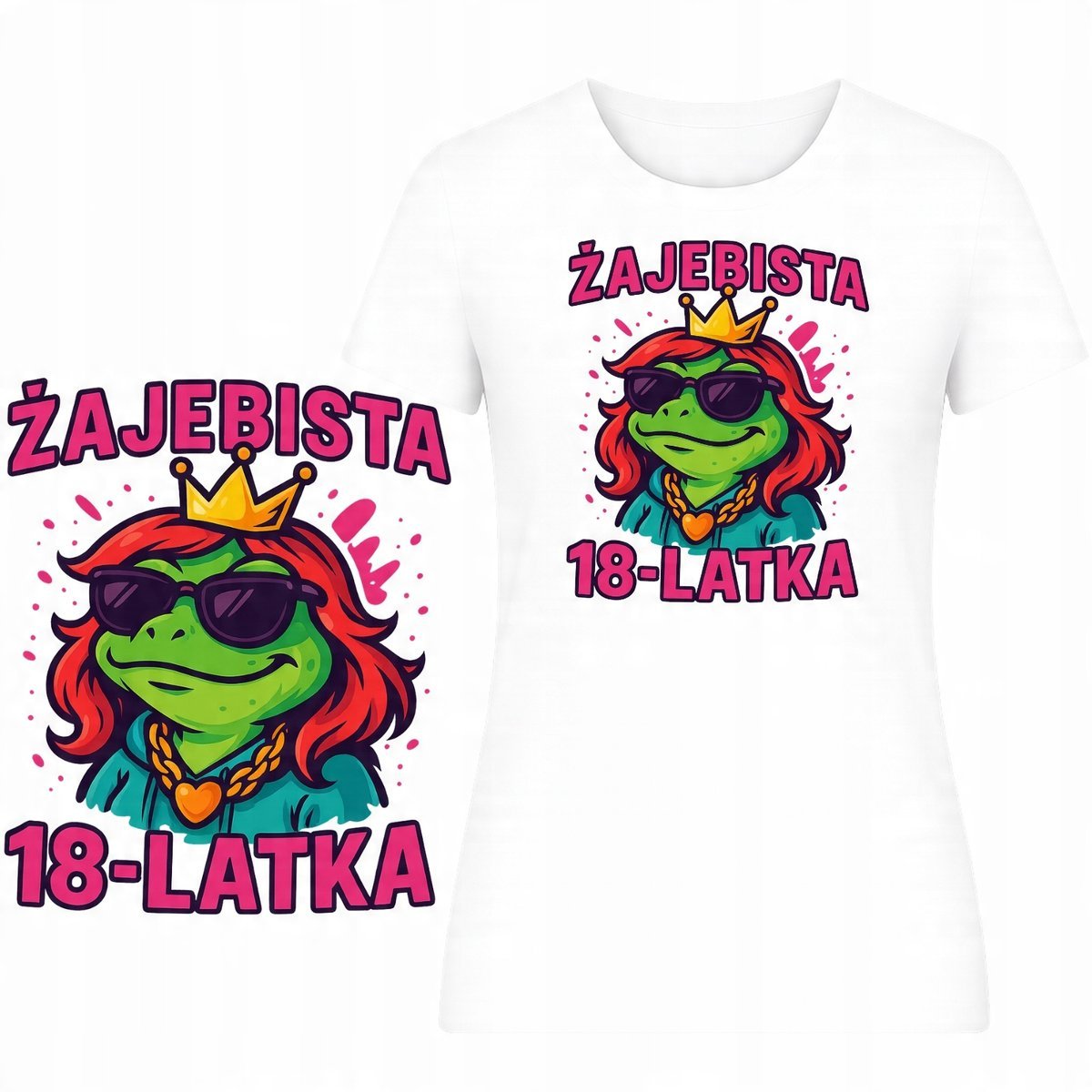 T-SHIRT DAMSKI KOSZULKA SUPER NADRUK OSIEMNASTKA PREZENT 18 URODZINY XL