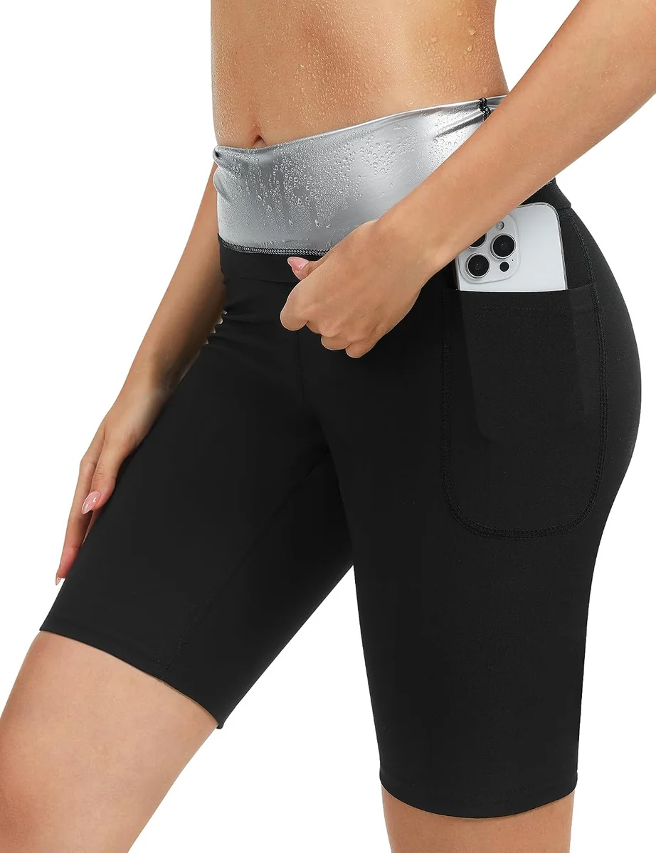 SPODNIE DAMSKIE SAUNA WYSZCZUPLAJĄCE SPORT JOGA FITNESS POLIESTER ELASTAN