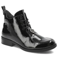 Botki damskie - Czarne Botki S.Barski Damskie Modne Buty Na Jesień - miniaturka - grafika 1