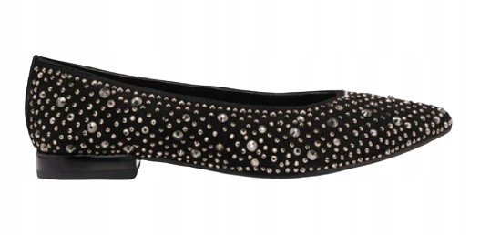 GIOSEPPO CZARNE BALERINY Z DŻETAMI I SKÓRZANĄ CHOLEWKĄ 36 T7A