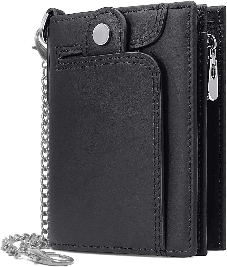 PORTFEL MĘSKI 11.5X9.5 CM CZARNY SKÓRZANY Z OCHRONĄ RFID NA KARTY