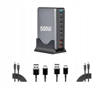 Ładowarka zasilacz 500W GaN III 8-in-1, 6 USB-C PD 100W, 65W - Ładowarki do telefonów - miniaturka - grafika 1
