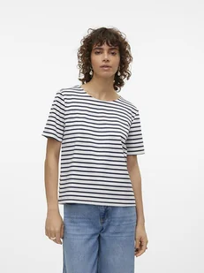 Vero Moda Koszulka "Abby" w kolorze granatowo-kremowym - Koszulki i topy damskie - miniaturka - grafika 1