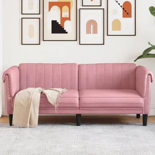 vidaXL Sofa dwuosobowa, różowa, aksamit - Sofy i kanapy - miniaturka - grafika 1