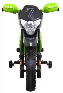 Motorek Cross dla dzieci Pojazd na akumulator Zielony + Pomocnicze kółka + Dźwięki LED - Tory, garaże, parkingi - miniaturka - grafika 3