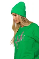Czapki dla dzieci - M709 Czapka beanie z haftem MOE GIRL - soczysta zieleń (kolor zielony, rozmiar uniwersalny) - miniaturka - grafika 1
