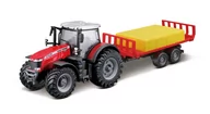 Samochody i pojazdy dla dzieci - Traktor massey ferguson 8740s + przyczepa bburago - miniaturka - grafika 1