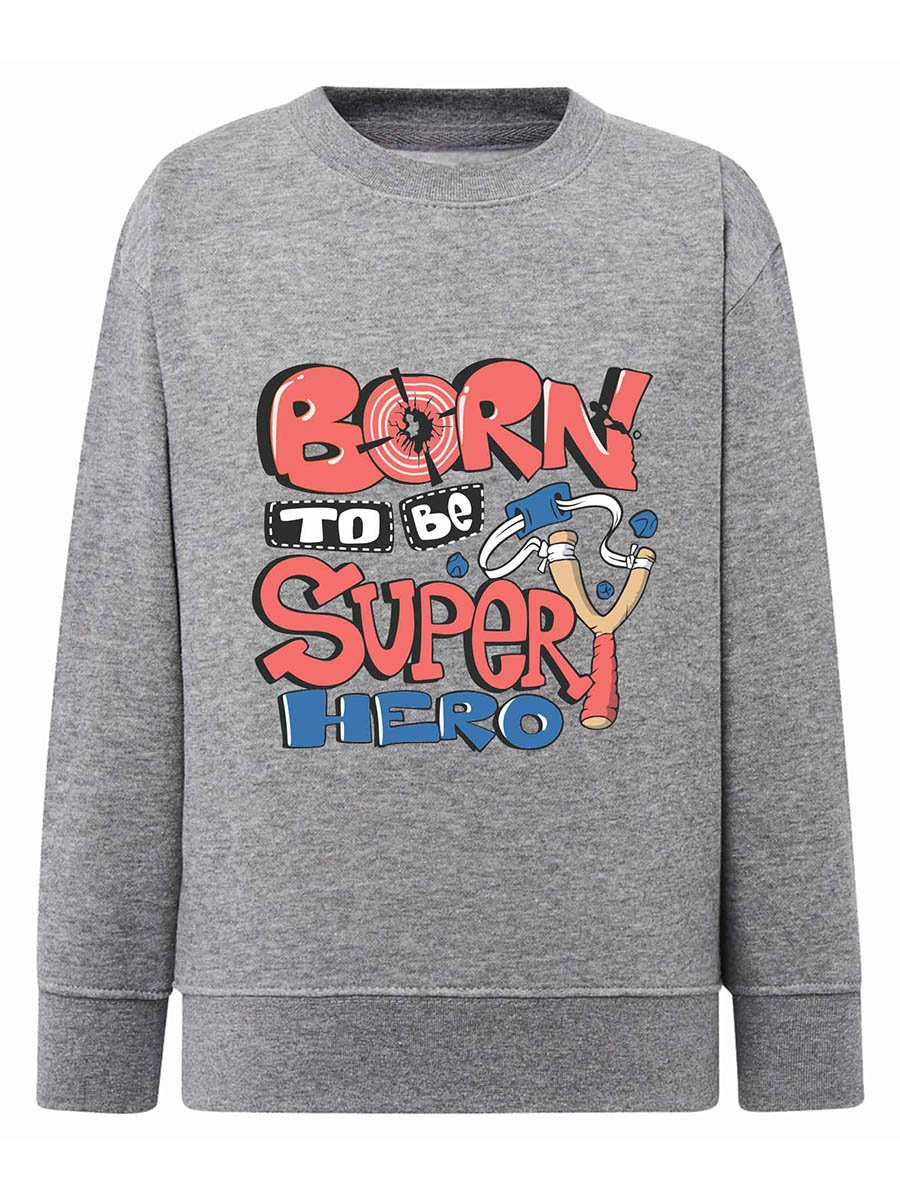 Chłopięca bluza z nadrukiem Born to be superhero szara Tup Tup r.110/116