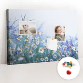 Tablice i flipcharty - Szkolna Tablica korkowa 60x40 cm, Kolorowe Pinezki, wzór Motyl na łące - miniaturka - grafika 1