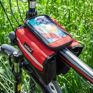 Etui i futerały do telefonów - cofi1453® Torba rowerowa z etui na telefon komórkowy Wodoodporna Uniwersalna sakwa Torba rowerowa Torba na ramę Uchwyt na telefon komórkowy Czerwony - miniaturka - grafika 1
