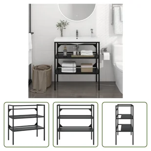 The Living Store Szafka łazienkowa czarna 79x38x83 cm żelazo - Szafki łazienkowe The Living Store Szafka łazienkowa czarna 79x38x83 cm żelazo - Szafki łazienkowe - miniaturka - grafika 1