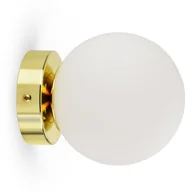 Lampy ścienne - Kinkiet Lampa ścienna Złota Szklana Biała Kula Glass 545-K1 Led G9 - miniaturka - grafika 1