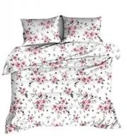 Pościel - Pościel flanelowa 140x200 biała różowa kwiaty 1436 Flanela Max - miniaturka - grafika 1