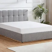 Meble do sypialni - Łóżko ze skrzynią 140 x 190 cm - Tkanina z bukli - Szary - MAZIRI - miniaturka - grafika 1
