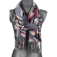 Apaszki i szaliki damskie - Szalik damski jesień zima MOTYLE na prezent z frędzlami RC3-7 szary - miniaturka - grafika 1