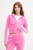 Bluzy damskie - Juicy Couture bluza z kapturem damska welurowa MADISON COL OUT - miniaturka - grafika 1