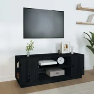 Szafki RTV - Szafka pod TV czarna 110x35x40,5 cm lite drewno sosnowe - miniaturka - grafika 1