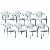 Fotele i krzesła ogrodowe - BELIANI Zestaw 8 krzeseł ogrodowych z poduszkami ASCIANO Metal Zielony - miniaturka - grafika 1