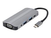 Wtyczki i adaptery - GEMBIRD A-CM-COMBO8-02 Adapter USB Type C 8w1 Hub3.1 + HDMI + VGA + PD + czytnik kart + dźwięk stereo szary - miniaturka - grafika 1