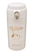 Kubki termiczne - Kubek termiczny bidon MOUNTAINS 350 ml stal nierdzewna 18/10 tworzywo kremowy złoty - miniaturka - grafika 1