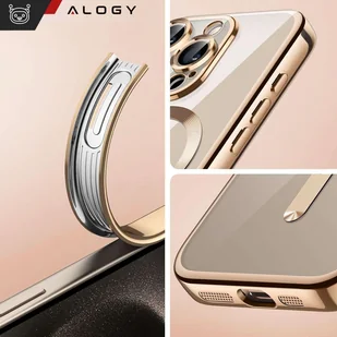 Etui MagSafe Case do iPhone 15 Pro Glamour Luxury obudowa Slim Ring Alogy Złote przezroczyste - Etui i futerały do telefonów - miniaturka - grafika 5