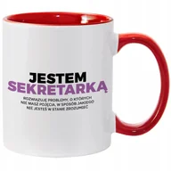 Kubki - Kubek Biało Czerwony JESTEM SEKRETARKĄ Na Prezent Do Pracy Zabawne Wzory - miniaturka - grafika 1