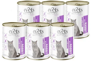 4Vets Natural Sterilised Mokra karma dla kota z królikiem zestaw 6 x 400 g - Mokra karma dla kotów - miniaturka - grafika 1