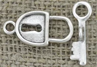 Półfabrykaty do biżuterii - [31505] Zapięcie ozdobne kłódka kolor srebrny 2szt - miniaturka - grafika 1